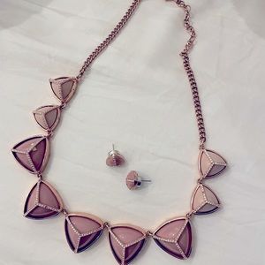 Rose Gold necklace and earring set
